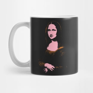 The Mona Lisa 80s colors Minimal Mona Lisa street art on default black background Mug